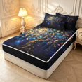 thumbnail image 2 of Homewish Watercolor Nature Tree Zipper Twin Comforter Sets with Fitted Sheet and 2 Pillowcases,Navy Stars Galaxy Zipper Bedding Set,Navy Blue Reversible,4pcs, 2 of 8