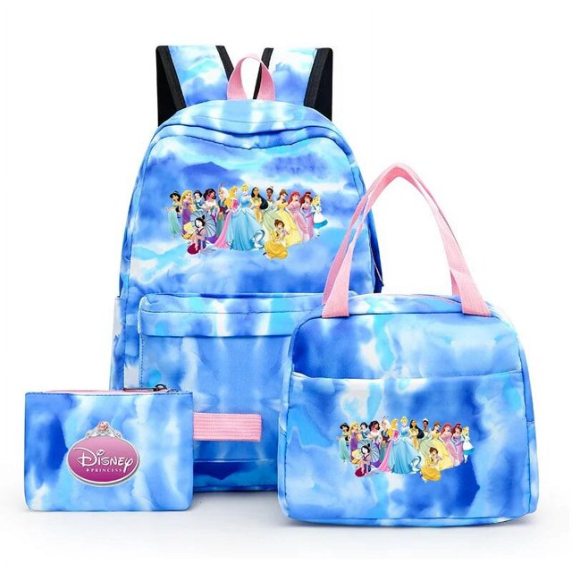 3pcs Disney Snow White Princess Colorful Backpack with Lunch Bag Rucksack Casual School Bags for Student Teenagers Sets