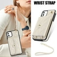 thumbnail image 2 of for iPhone 11 Back Case, Luxury Ultra Slim Shockproof PU Leather Card Slots Kickstand Magnetic Snap Shoulder Strap & Wristlet RFID Blocking Phone Cover for iPhone 11, White, 2 of 9