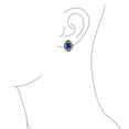 thumbnail image 3 of Bling Jewelry Womens Large Blue Crystal Oval Bali Style 2 Tone Clip On Earrings, 3 of 4