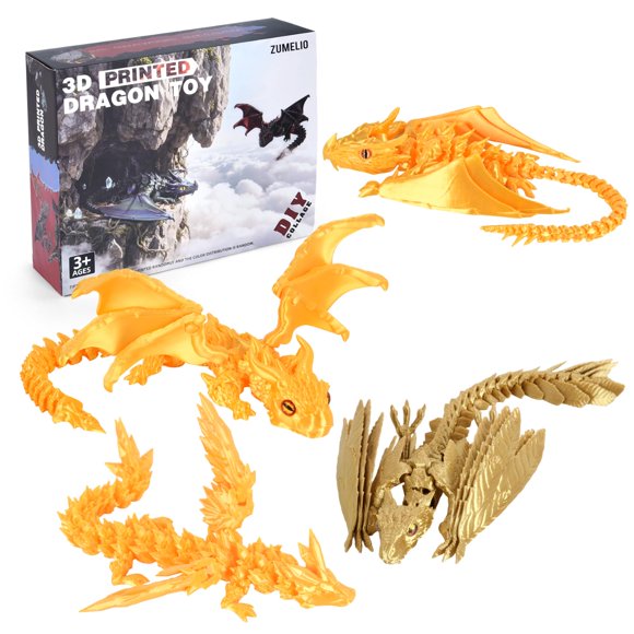 Toy zumelio Dragones wyvern emplumados impresos en 3D, 4 piezas, 30 cm