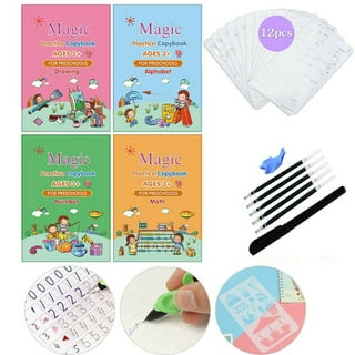 Magic Copybook for Kids, Reusable Writing Practice Book, 5 Different Types  of The Grooved Handwriting Book, 7.8 * 5.5 Inch Practice Copybook for Kids