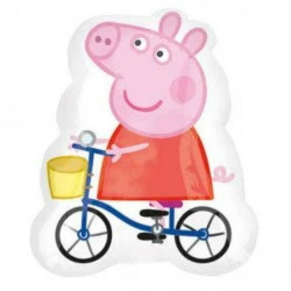 27" PEPPA PIG BICYCLE Balloon  Large Foil Mylar Balloon  Party Supplies Decorations Foil Mylar Balloon