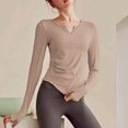 thumbnail image 4 of Camisetas de manga larga para mujer, para entrenamiento, ajustadas, elegantes, con temperamento, para tiempo libre, sencillas, lisas, para otoño, combinables, a la moda, con estilo y suaves., 4 of 5