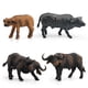 thumbnail image 3 of Set de figuras de búfalo africano, 4 piezas, PVC, realista, 3 of 3