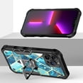thumbnail image 4 of For iPhone 14 Pro (6.1") Marble IMD Stone Design Hybrid Armor Magnetic Ring Stand Kickstand Heavy Duty Rugged Cover ,Xpm Phone Case [ Blue Gold ], 4 of 5