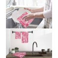 thumbnail image 5 of Pink Abstract Kitchen Dish Towels for Drying Dishes Set of 4, Vintage Geometric Gradient Oil Painting Modern Waffle Weave Microfiber Hand Tea Bathroom Towels Quick Dry & Absorbent Towel 12x12, 5 of 7