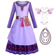thumbnail image 1 of Película Deseo Princesa Disfraz Niños Asha Vestido Niñas Cosplay Niños Carnaval Fiesta de Cumpleaños Ropa Púrpura Niño Ropa Larga Cinturón Alta Calidad LTX, 1 of 5