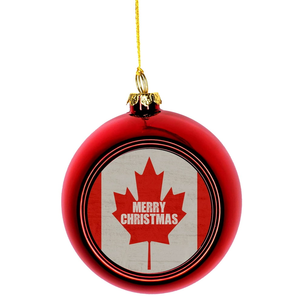 Flag Canada Canadian Maple Leaf Merry Christmas Ball Ornaments