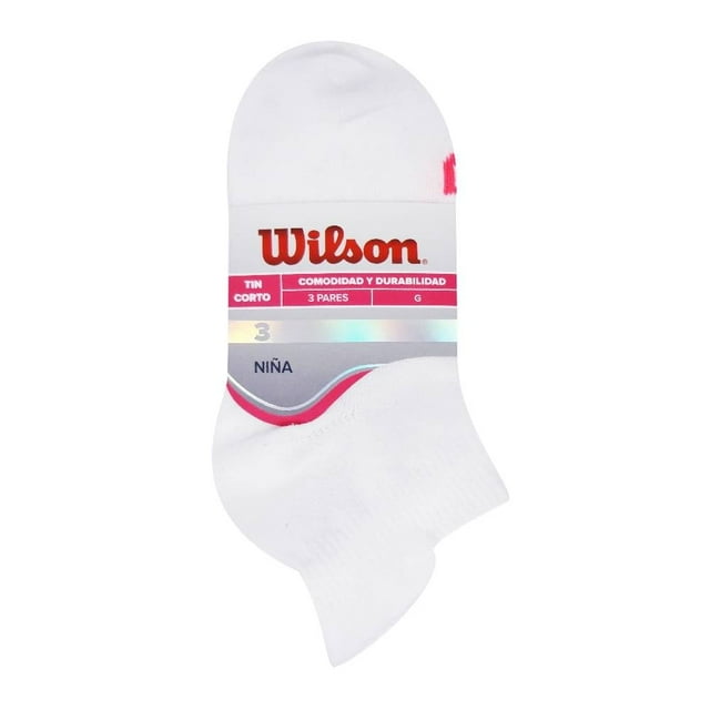 Tin Wilson para Niña, Blanco Corto 3 Pares Talla G de 21.5 a 23 cm