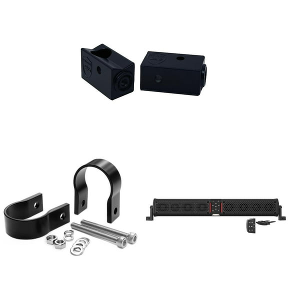 Wet Sounds STEALTH-XT-8-B STEALTH XT 8 Speaker All-In-One Amplified Bluetooth Soundbar With Remote – Black with Slider Brackets and 1.75" Round Clamps