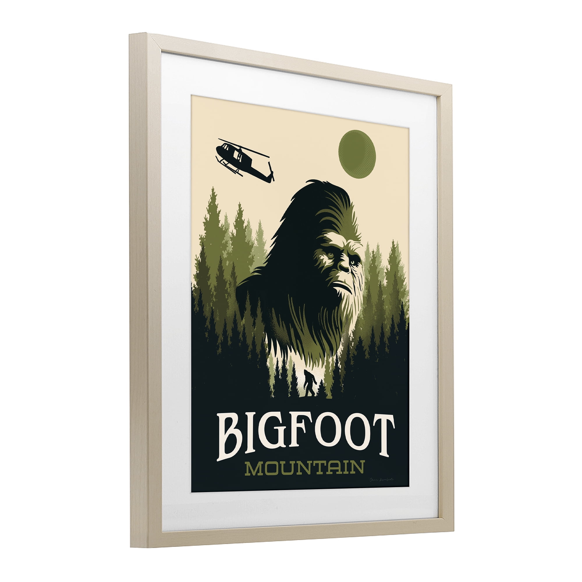 Stupell Industries Bigfoot Mountain Forest Birch Framed Print Under Glass, design by Omar Escalante