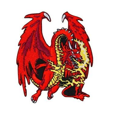Red Fire Breathing Dragon Patch Legend Fantasy Fly Embroidered Iron On Applique