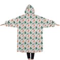 thumbnail image 2 of Oversized Wearable Blanket Hoodie,White Christmas Gingerbread and Tree Pattern Sherpa Blanket Hoodie with Super Pockets,Super Warm Fuzzy Pullover for Women & Men, 2 of 6