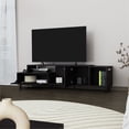 thumbnail image 2 of Durable Black Engineered Wood - Open Shelves and Closed Cabinets for Living Room Storage, 2 of 3