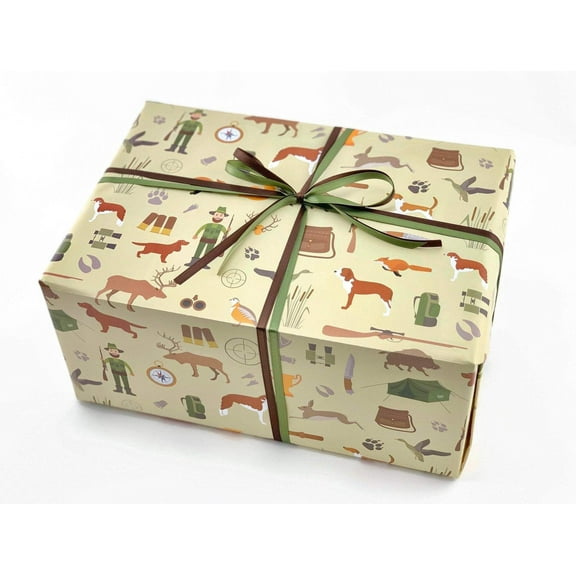 Hunting Gift Wrap 3 Sheets, 30x20in, Mens Birthday Gift Wrapping, Holiday Present, Fathers Day Paper