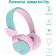 thumbnail image 3 of Riwbox BT05 Bluetooth Kids Headphones Wireless Foldable Headset Over Ear with Volume Limited and Mic/TF Card Compatible for iPad/iPhone/Tablet (Pink&Green), 3 of 7