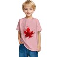 thumbnail image 4 of gljltg (3-10 Years) Unisex Kids Summer Fashionable Cute Maple Leaf Print Casual Short Sleeve Round Neck Cotton T-Shirt, 4 of 9