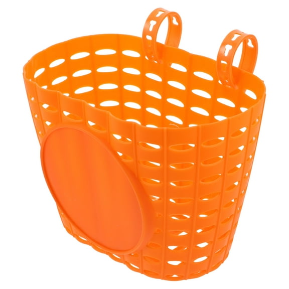 ibasenice Detachable Orange Plastic Bike Basket for Kids Durable Storage Holder Easy Install Large Capacity