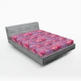 thumbnail image 2 of Ambesonne Peony Fitted Sheet, Botany Dreamy Flowers Print, Full Size, Hot Pink Green Fuchsia, 2 of 5