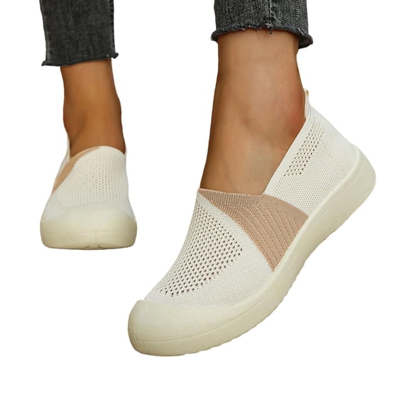 hoksml Women's Breathable Mesh Slip On Walking Shoes, Comfort Non Slip Platform Loafers, Lightweight Casual Daily Walking Sneakers