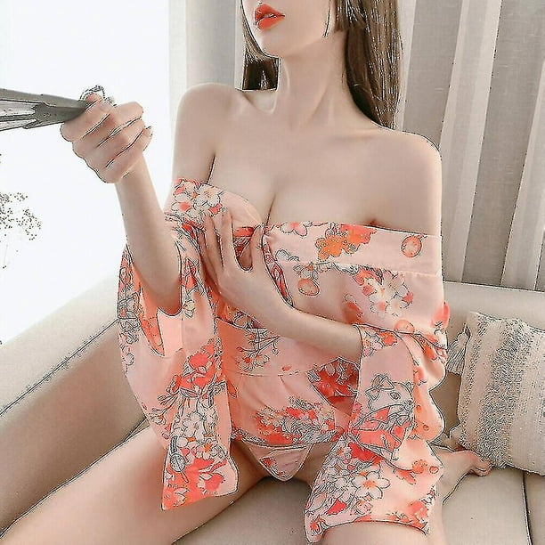 Sexy Revealing Lingerie Nightdress Lace Sling Pajamas Kimono Linger