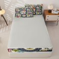thumbnail image 4 of Manfei Boys City Map Zipper Twin Comforter Sets with Fitted Sheet and 2 Pillowcases,Cartoon Streets Zipper Bedding Set,Gray,Light Gray Reversible,4pcs, 4 of 8