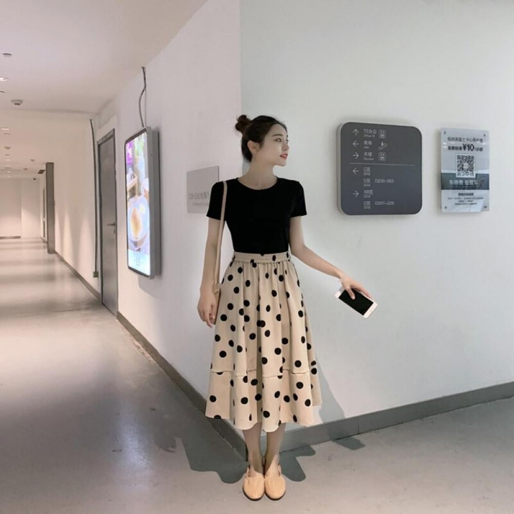 polka dot skirt and jacket set