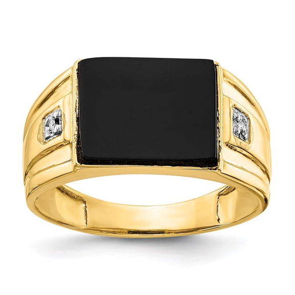 10K Men's Onyx and Diamond Ring