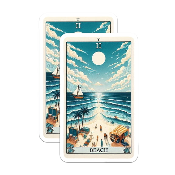 (2 Pack) Beach Scene Magnets - Tropical Sailboat Art - Ocean Waves Decor - 5" On Longest Side - Premium Magnet - for Cars, Refrigerators, Toolboxes, Lockers - Made in USA - MAG14687