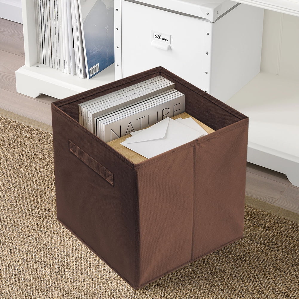 ShellKingdom Collapsible Fabric Cube Storage Bins (10.5" x 10.5"), 6 Pcs Foldable Cloth Organizer Drawer, Brown