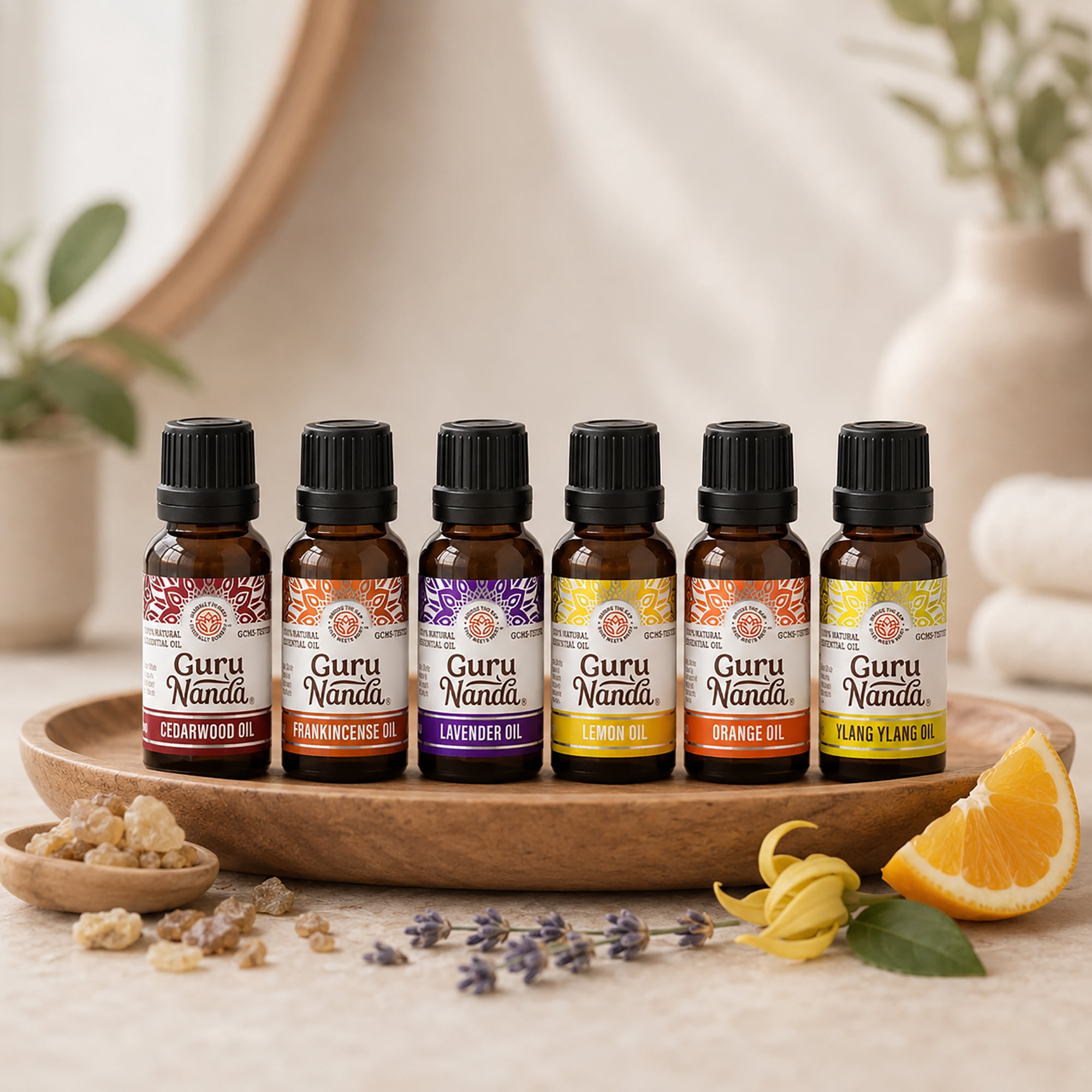 GuruNanda Floral Essential Oil, 6 Pack, Aromatherapy Set