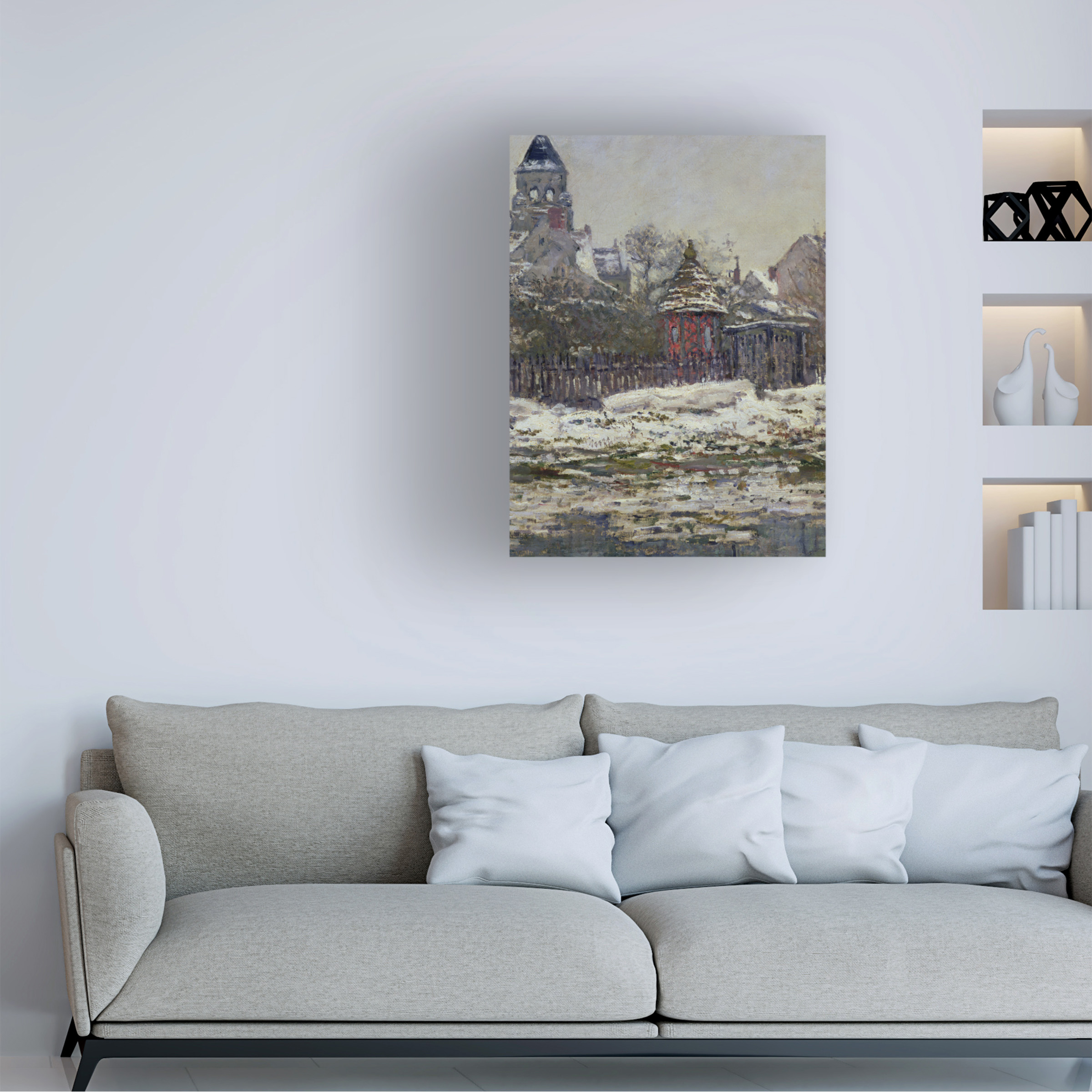 Trademark Art "The Church at Vetheuil 1879" Canvas Art by Claude Monet