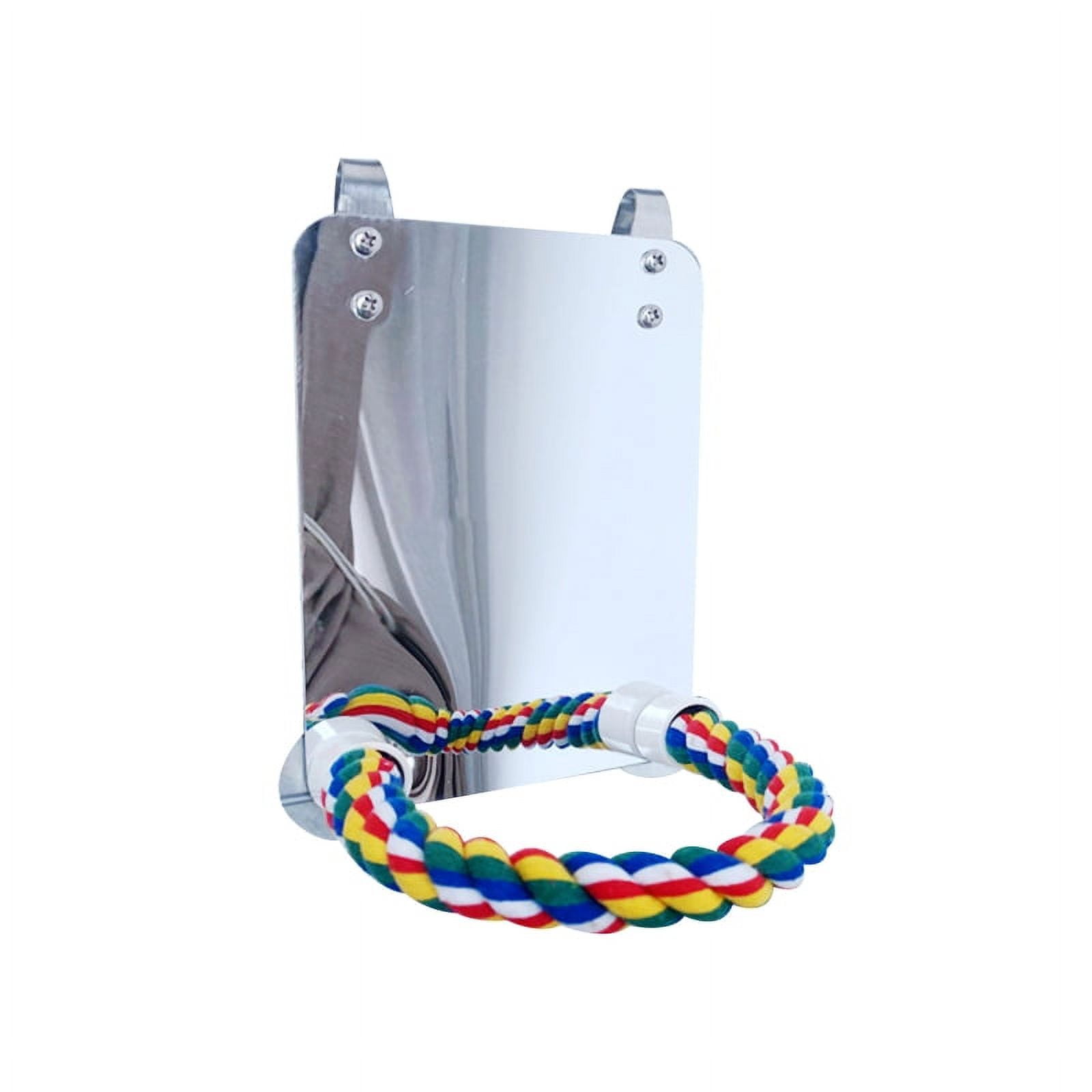 ZPAQI Acrylic Bird Mirror with Rope Perches Bird Toys Swing Comfy Perch for Parakeet Cockatiel Conure Lovebirds Finch Canaries