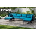 thumbnail image 3 of Ktaxon 6 Pieces  Modular Patio Sectional Set, All-Weather Wicker with Removable Cushions & Ottomans, Black Rattan Peacock Green, 3 of 12