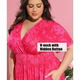 thumbnail image 5 of CASSIE LIZ Womens Plus Size Dresses 5X Hot Pink Floral Fall Dresses Fashion Midi Sundresses Short Sleeve V Neck Dresses Loose Fit Summer Dress With Pocket 5XL 26W 28W, 5 of 7