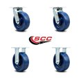 thumbnail image 2 of 6 Inch Solid Polyurethane Caster Set with Roller Bearings 2 Swivel 2 Rigid SCC, 2 of 2