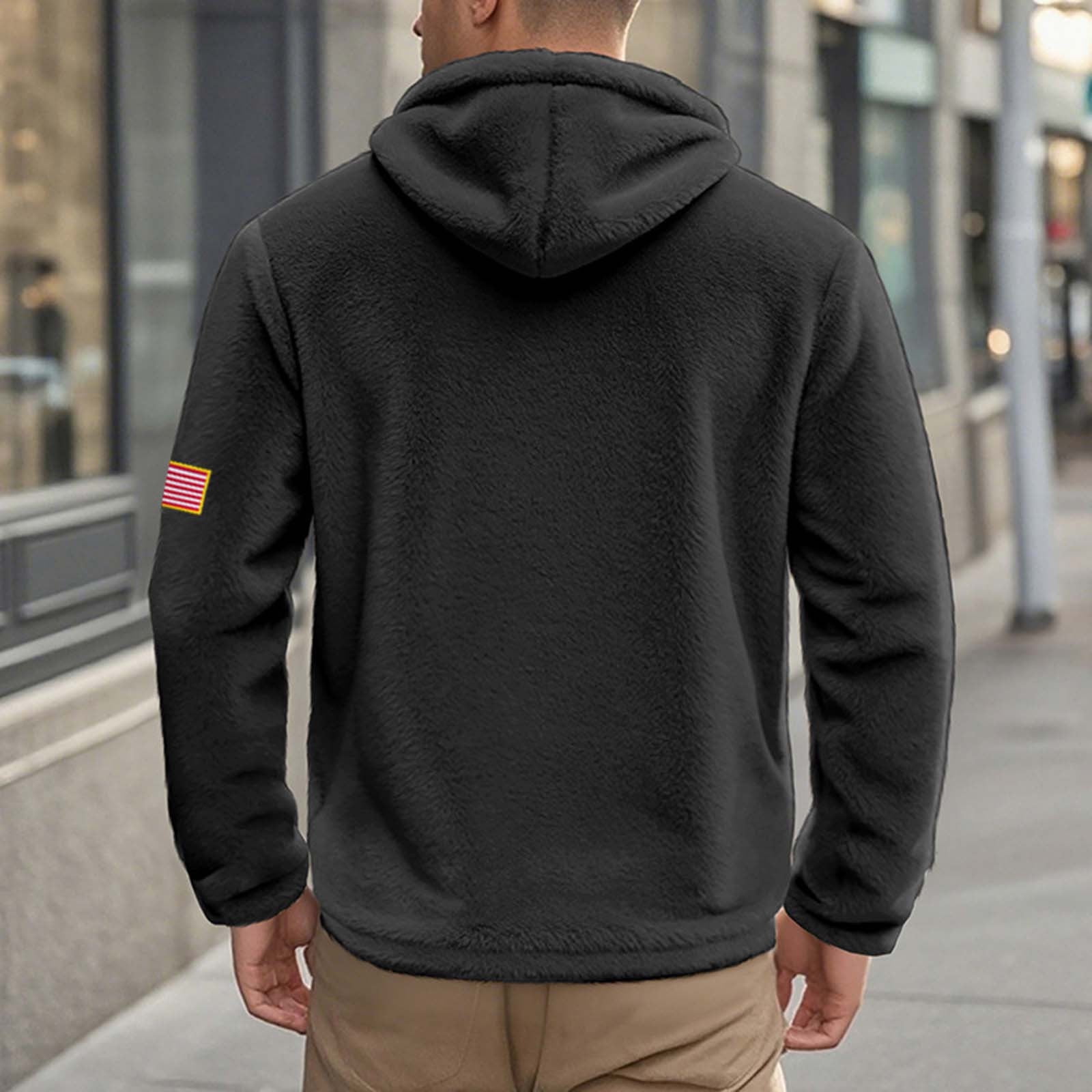 Lovzfmll Reversible Hoodie for Men, Double Sided Fleece, Solid