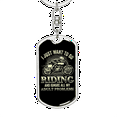 thumbnail image 5 of I Just Want To Go Riding Biker Stainless Steel or 18k Gold Premium Swivel Dog Tag Keychain, 5 of 10