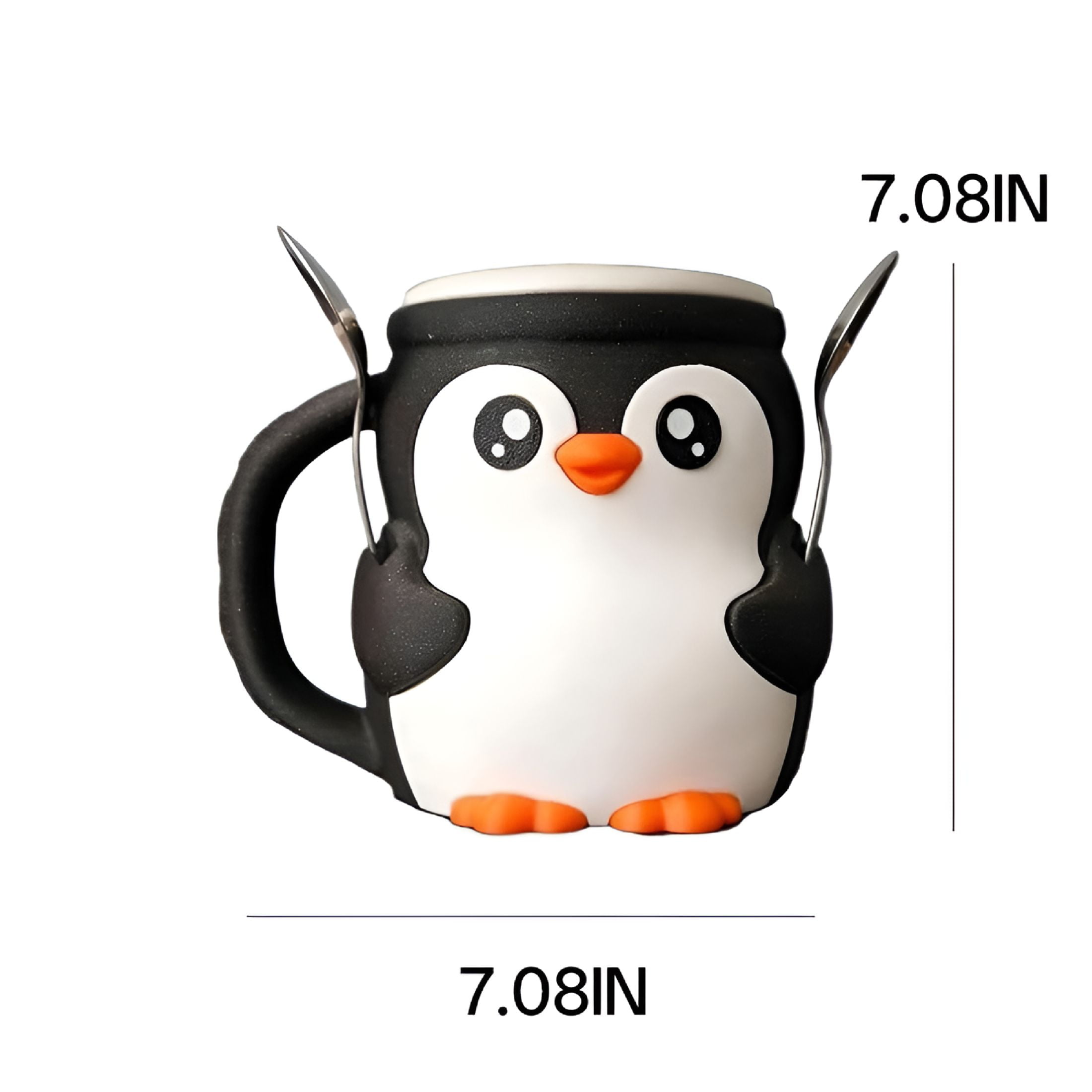 ACDANC Penguin Pint Size Ice Cream Holder - Reusable Cute Design with Spoon Slot&Cozy Handle (2PCS)