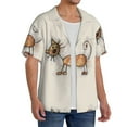thumbnail image 4 of KLL Brown Cat Cartoon Print Men's Shirt Short Sleeve Button Down Summer Cuba Beach Shirts- Large, 4 of 7