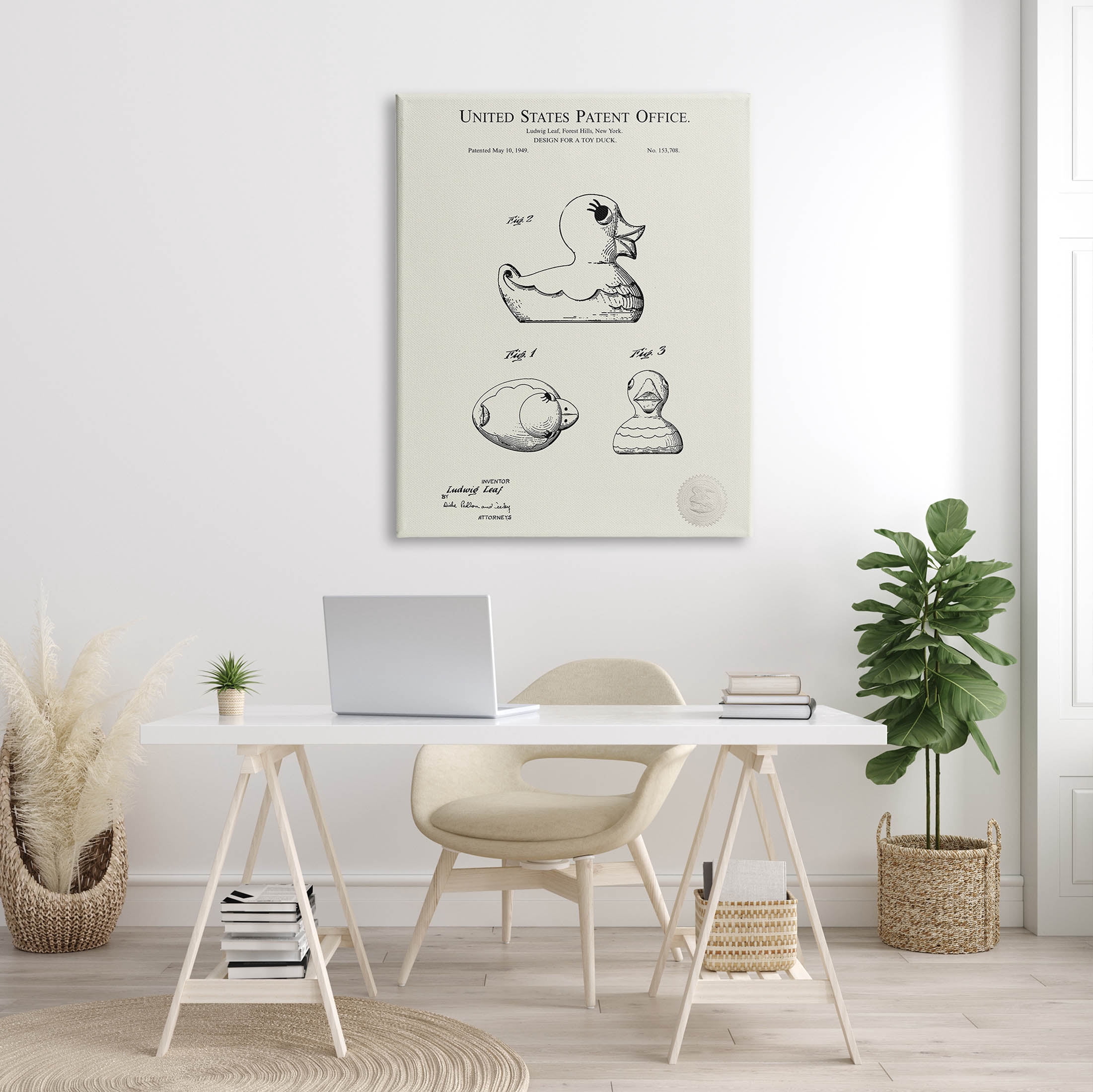 Stupell Industries Vintage Duck Toy Patent Graphic Art Gallery Wrapped Canvas Print Wall Art, Design by Karl Hronek