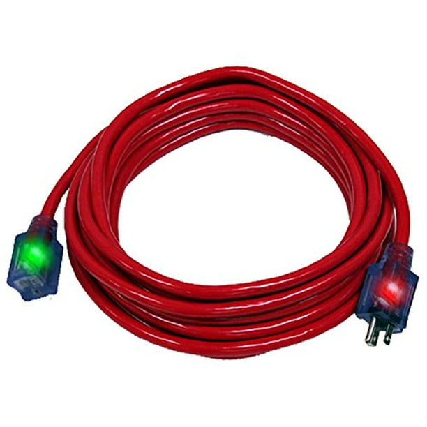 100Foot 12/3 Red Outdoor Extension Cord with Continuous Ground