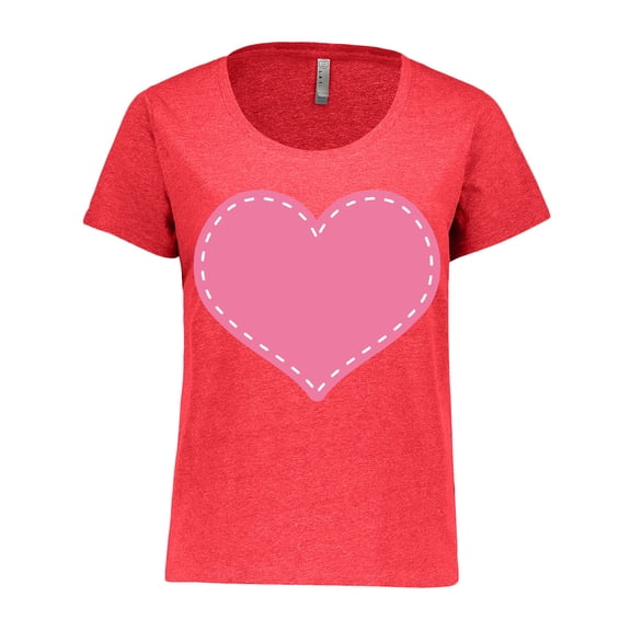 Inktastic Pink Heart (stitch Border) Women's Plus Size T-Shirt