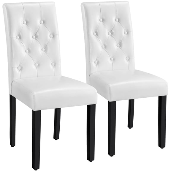 Renwick Leather Tufted Padded Dining Chair, Set of 2, White