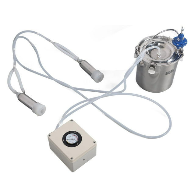 Cows Milking Machine, Easy To Operate 12000mAh 6L Stainless Steel and Plastic Portable Milker for Storage