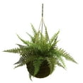 thumbnail image 2 of Nearly Natural Green 13" Leather Fern Polyester Artificial Plant with Hanging Basket, Set of 2, 2 of 5