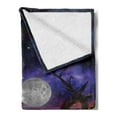 thumbnail image 2 of Moon Soft Flannel Fleece Throw Blanket, Desert Night Full Moon with Nebula and Rainbow in Starry Sky Art, Cozy Plush for Indoor and Outdoor Use, 50" x 60", Caramel Purple, by Ambesonne, 2 of 5