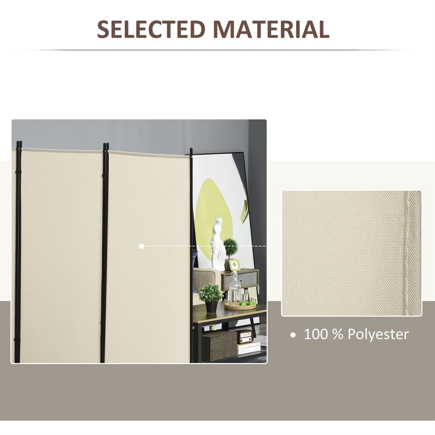 Demi Bonn 3 Panel Room Divider, 6' Indoor Privacy Screen for Home, Beige