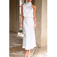 thumbnail image 2 of Vestido Maxi de Satén sin Mangas con Cuello Simulado Blanco Talla S PRETTYGARDEN, 2 of 8
